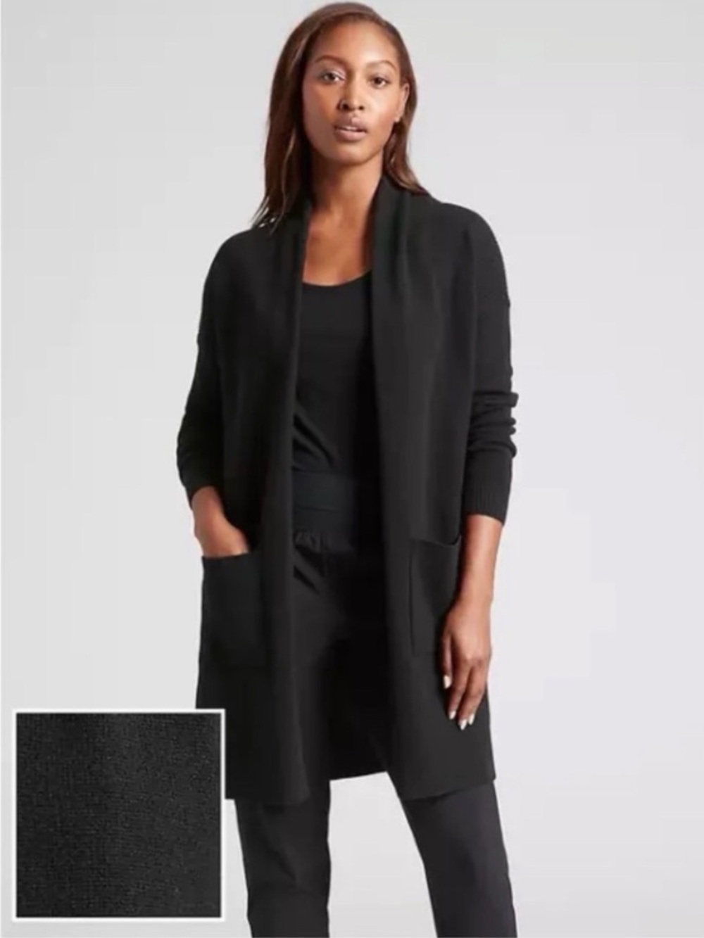 Athleta Spirit Wool / Cashmere Wrap Cardigan - black - size M